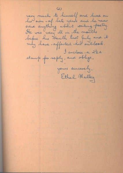 Ethel's first letter to Max Harris