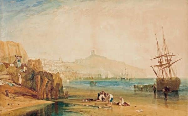 "Scarborough, town and castle; morning: boys catching crabs", JMW Turner, about 1810